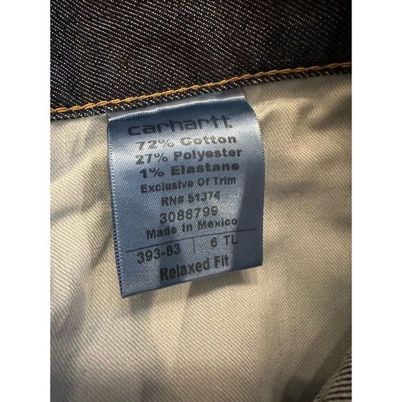 Carhartt 393-83 Relaxed Fit Women's Work Jean Size 6 Tall Dark Wash Work Wear - Picture 6 of 8
